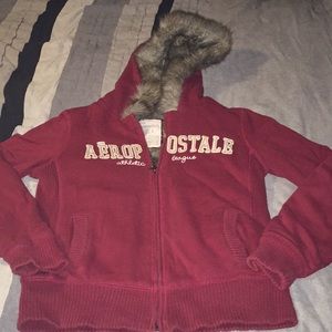 Aeropostale hooded fur jacket